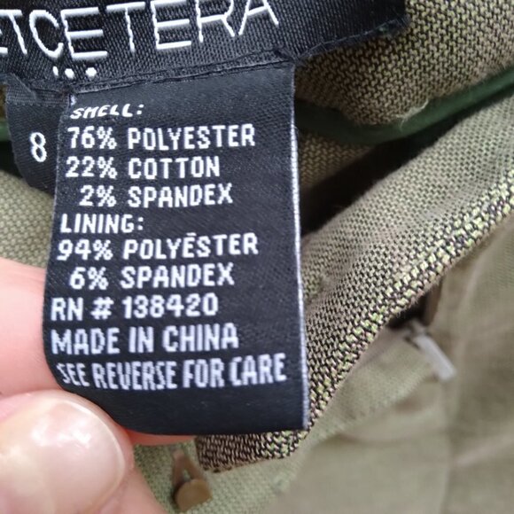 Etcetera Forest Green Straight Leg Trousers Distressed Pocket Border Detail Sz 8 - Picture 5 of 9